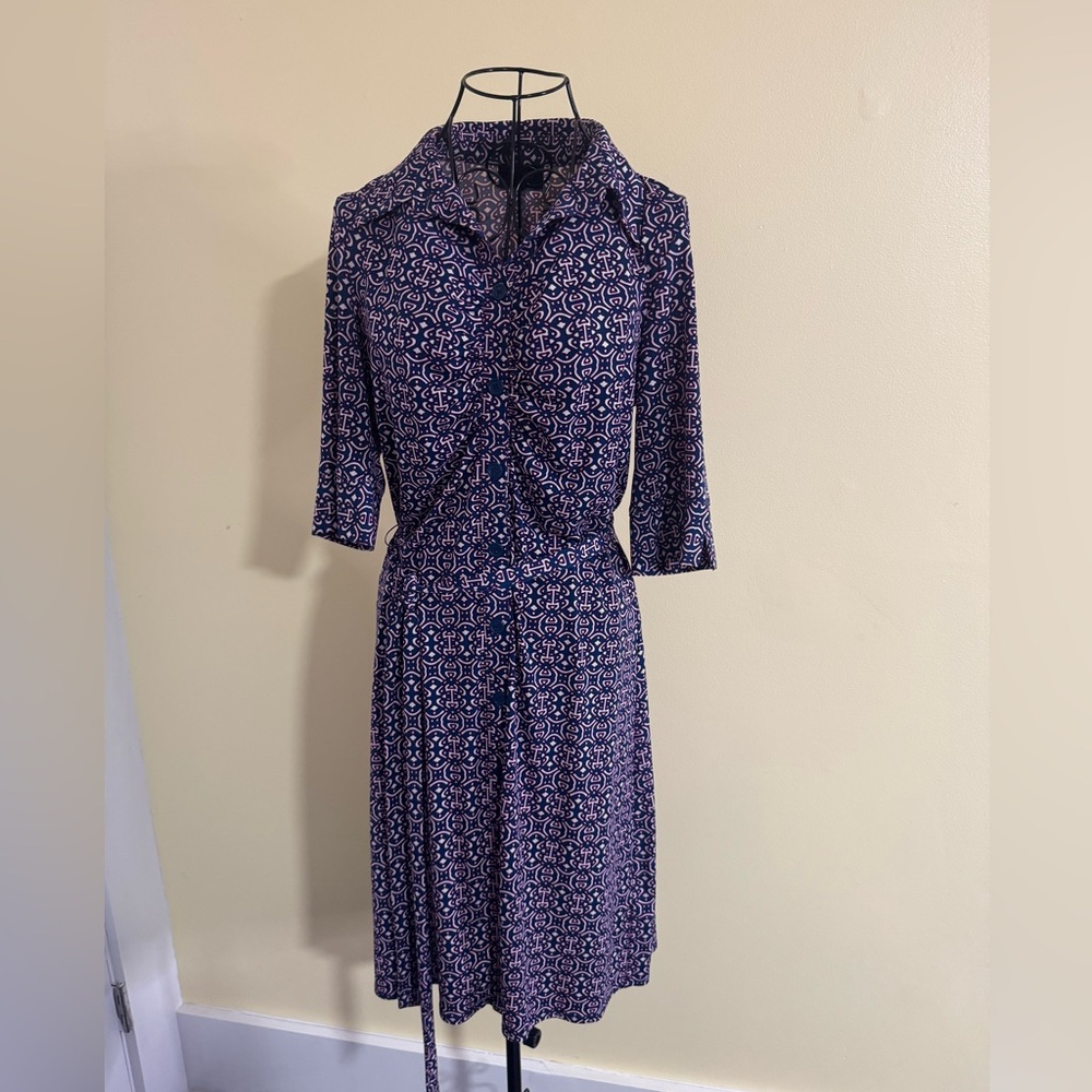 Laundry by Shelli Segal Multi Patterned Button Down Sheath Dress Size 8